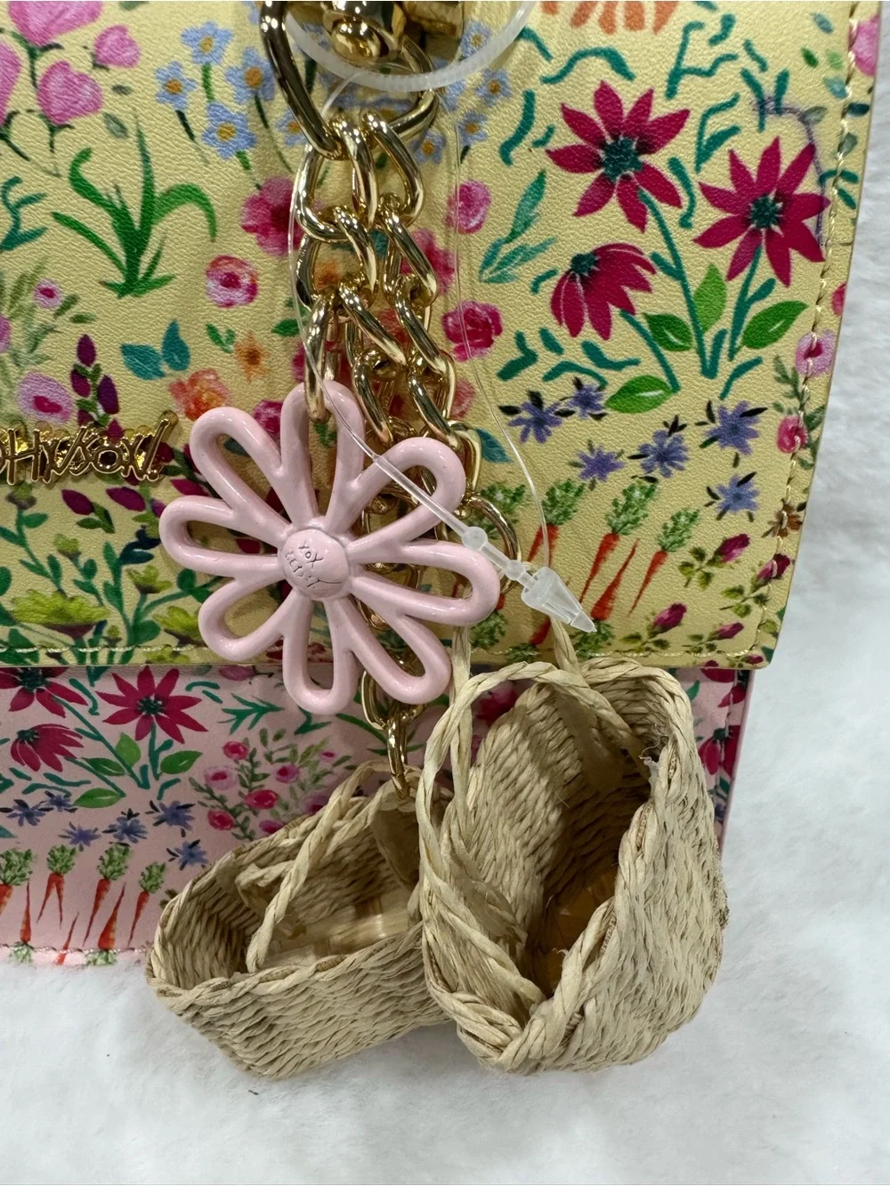 NWT Betsey Johnson Floral Print Handbag with Charm